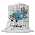 thumbnail image 6 of Blue Truck Blanket Soft Cozy Warm Throw Blanket for Couch, Plush Fuzzy Flannel Fleece Blankets for Sofa, Sunmmer Car Tropical Plants Cactus Wooden Bed Blankets Lightweight Gifts for Women, 50"x80", 6 of 9