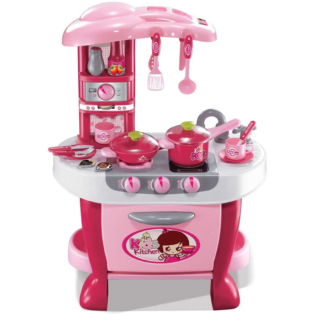 Kids Kitchen Little Chef Cook Play Set with Lights and Sound Walmart