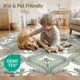 thumbnail image 4 of ODIKA 4'x6' Washable Area Rug Stain Resistant, Low Pile, Easy Care Vintage Ribbon Delicate Border Scroll Boho Toss Pink Coquette Refined Structured for Dorm Room, Small Living, 4 of 7