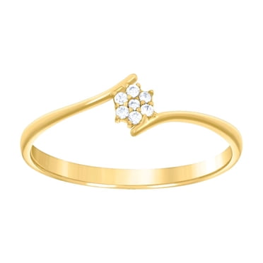 14k Yellow Gold Womens Cubic Zirconia Flower Fashion Ring 5x5mm Wide Ring for Women