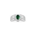 thumbnail image 1 of RYLOS Men's Rings 14K White Gold Classic 7X5MM Oval Gemstone & Diamond Ring Green Sapphire September Birthstone Rings For Men, Gold Rings Size 10, 1 of 7