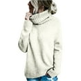 thumbnail image 2 of Langwyqu Autumn Winter Women Roll Neck Solid Knit Sweater Pullover, 2 of 5