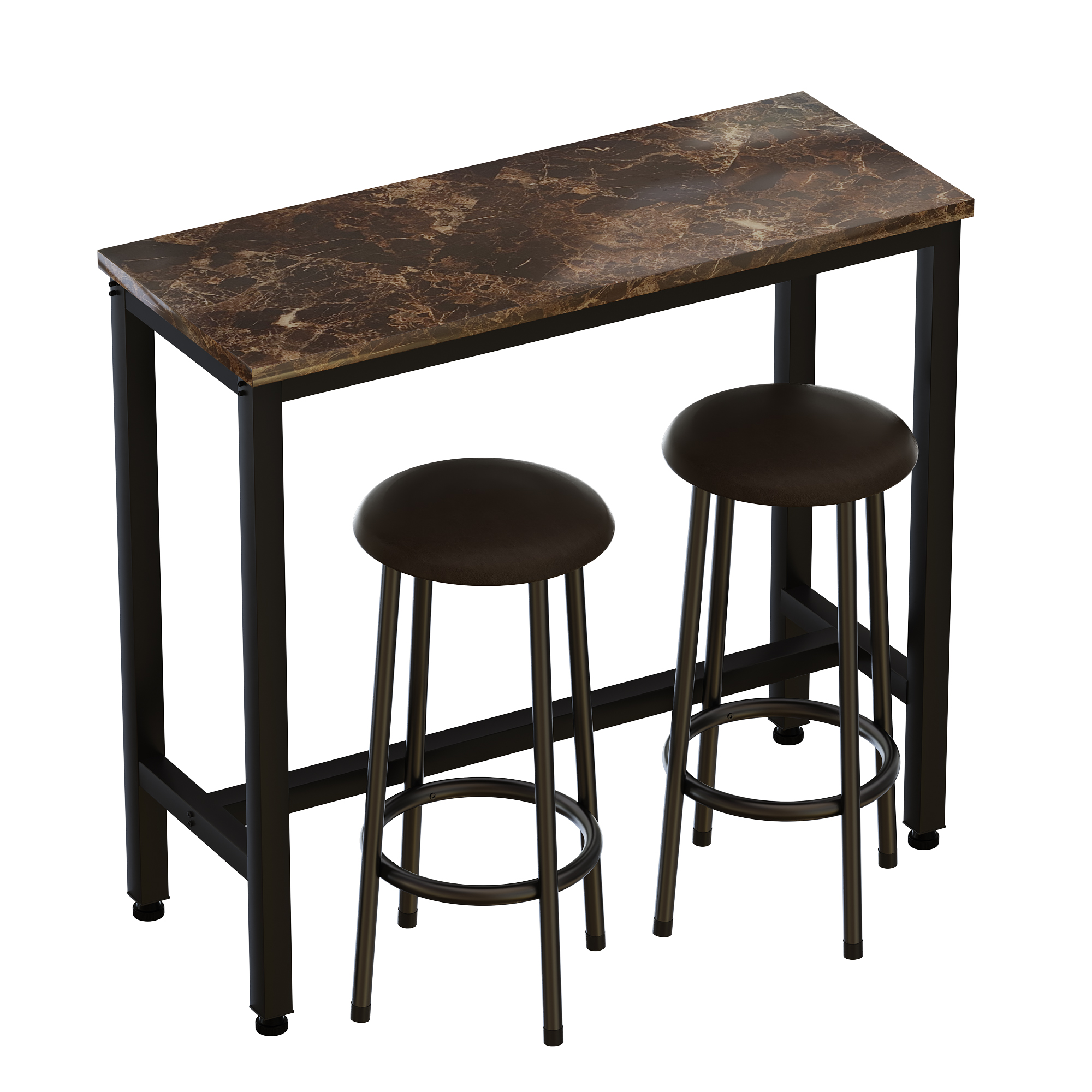 3 Piece Dining Set, Bar Height Table with 2 Bar Stools, Counter Height