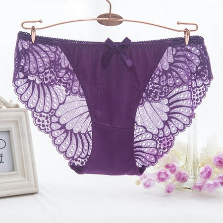 Thong Underwear in Clearance Women Sexy Lace Underwear Lingerie Thongs Panties Ladies Underwear Underpants Purple Xl