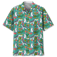 thumbnail image 3 of Camisa hawaiana con estampado de perro y mascotas lindas para hombres y mujeres, camisas de verano con estampado de animales en 3D, blusa holgada con botones y solapa de manga corta, 3 of 5
