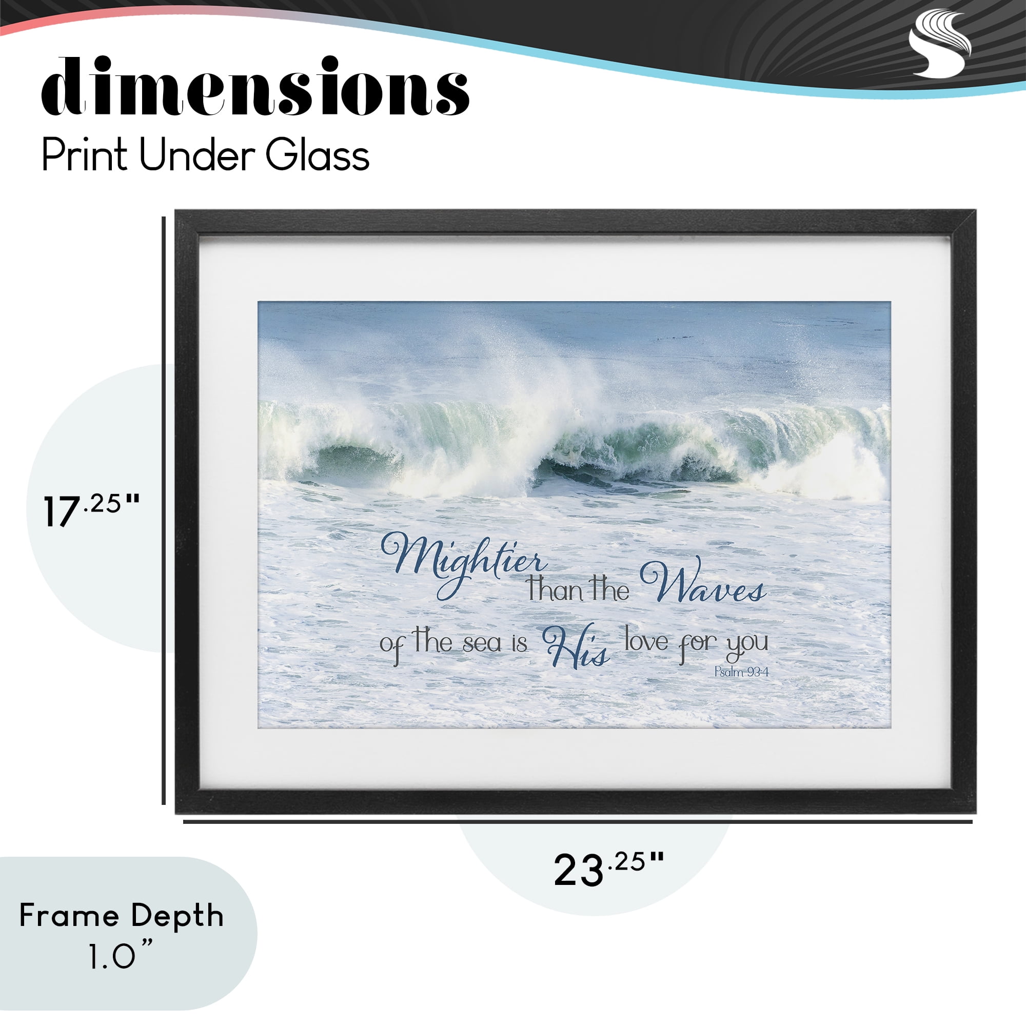 Stupell Industries Mightier Than The Waves Black Framed Print Under Glass, design by Kathy Mansfield