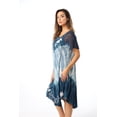 thumbnail image 3 of Riviera Sun Tie Dye Summer Dress with Raglan Eyelet Sleeve & Embroidery (Royal / Sky, 1X Plus), 3 of 4