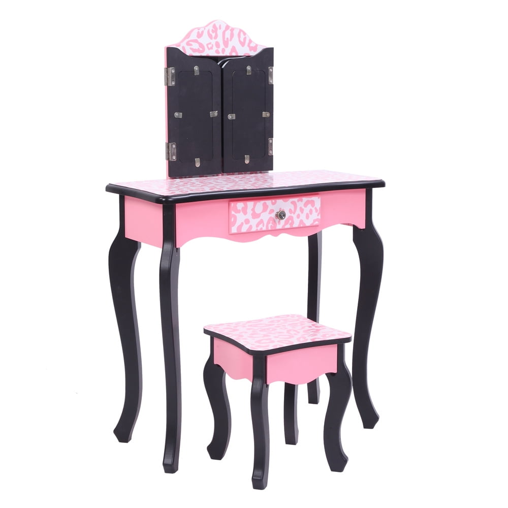 Details about   Kids Tri Folding Mirror Makeup Dressing Vanity Table Set 
