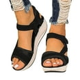 thumbnail image 4 of Lovskoo 2024 Women's Boho Wedge Sandals Open Toe Ankle Strap Summer Platform Beach Roman Sandals Black, 4 of 5