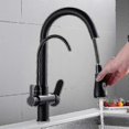 thumbnail image 4 of 3 Way Modern Matt Black Chrome Drinking Brass Mixer Tap Filter Black Pull Out Kitchen Sink Faucets, 4 of 5