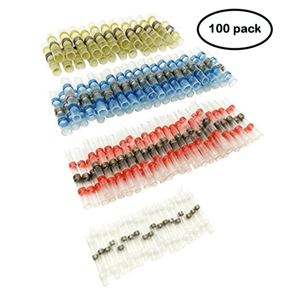 100pcs Solder Seal Sleeve Heat Shrink Butt Wire Connector Waterproof Terminal
