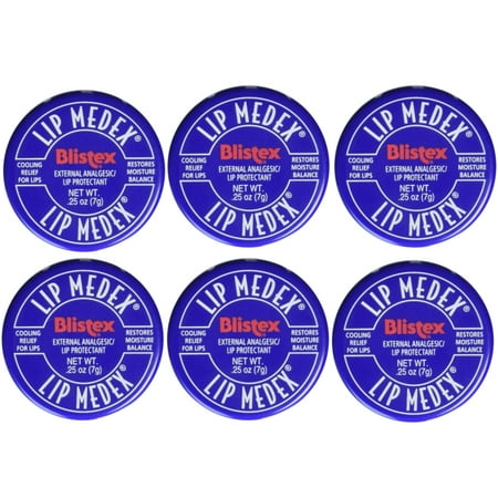 Blistex Lip Medex Cooling Relief for Sore Lips & Moisture 0.25 oz Each (6