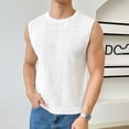 thumbnail image 2 of HOOMEUMY Men's Summer Slim Fit Solid Color Knitted Tank Top Basic Crew Neck Sleeveless Pullover Tank Top White L, 2 of 8