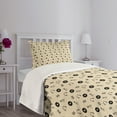 thumbnail image 5 of Ambesonne Music Quilted Bedspread Set 2 Pcs, Retro Records Headphones, Twin Size, Cream Black, 5 of 6