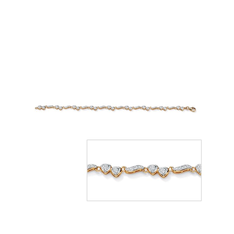 1 8 Tcw Diamond Heart And Wings Ankle Bracelet In 14k Gold Over Sterling Silver Walmart Com