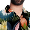 thumbnail image 5 of Easter Men's Short Sleeve Button Down Poplin Hawaiian Shirt for Summer Beach, Casual Printed Unisex Style, 5 of 6