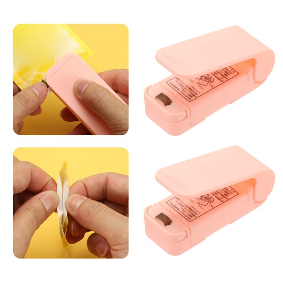 Uxcell 2Pcs Portable Mini Sealing Machine, Handheld Food Heat Vacuum Sealers for Plastic Bags, Pink