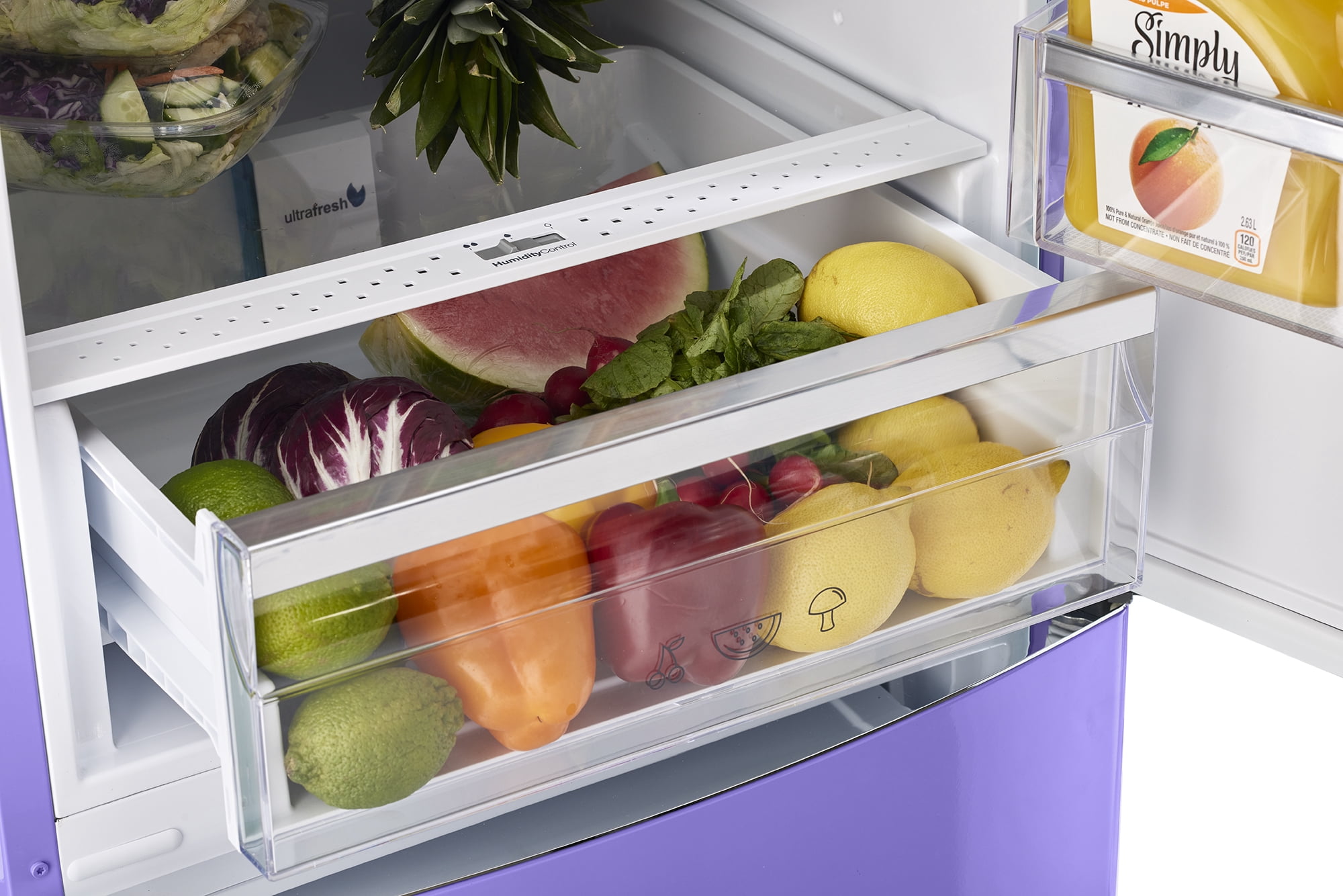 Unique Appliances Classic Retro 12 Cu.ft. 2-Door Glass Door Bottom-Freezer Refrigerator in Violet