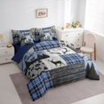 thumbnail image 2 of Manfei Rustic Deer 7pcs Queen Bedding,Mountain Pine Bedding Comforter Set Queen,Navy Gray,Navy Blue Reversible, 2 of 7