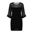 thumbnail image 2 of TaTaai Women Fashion Crew Neck Mesh Sequin Slim Fit Dress Long Sleeve Knee Length Formal Dress Ladies Evening Event Celebration Wear Lightweight Breathable Soft Stylish Dress Gift, 2 of 5
