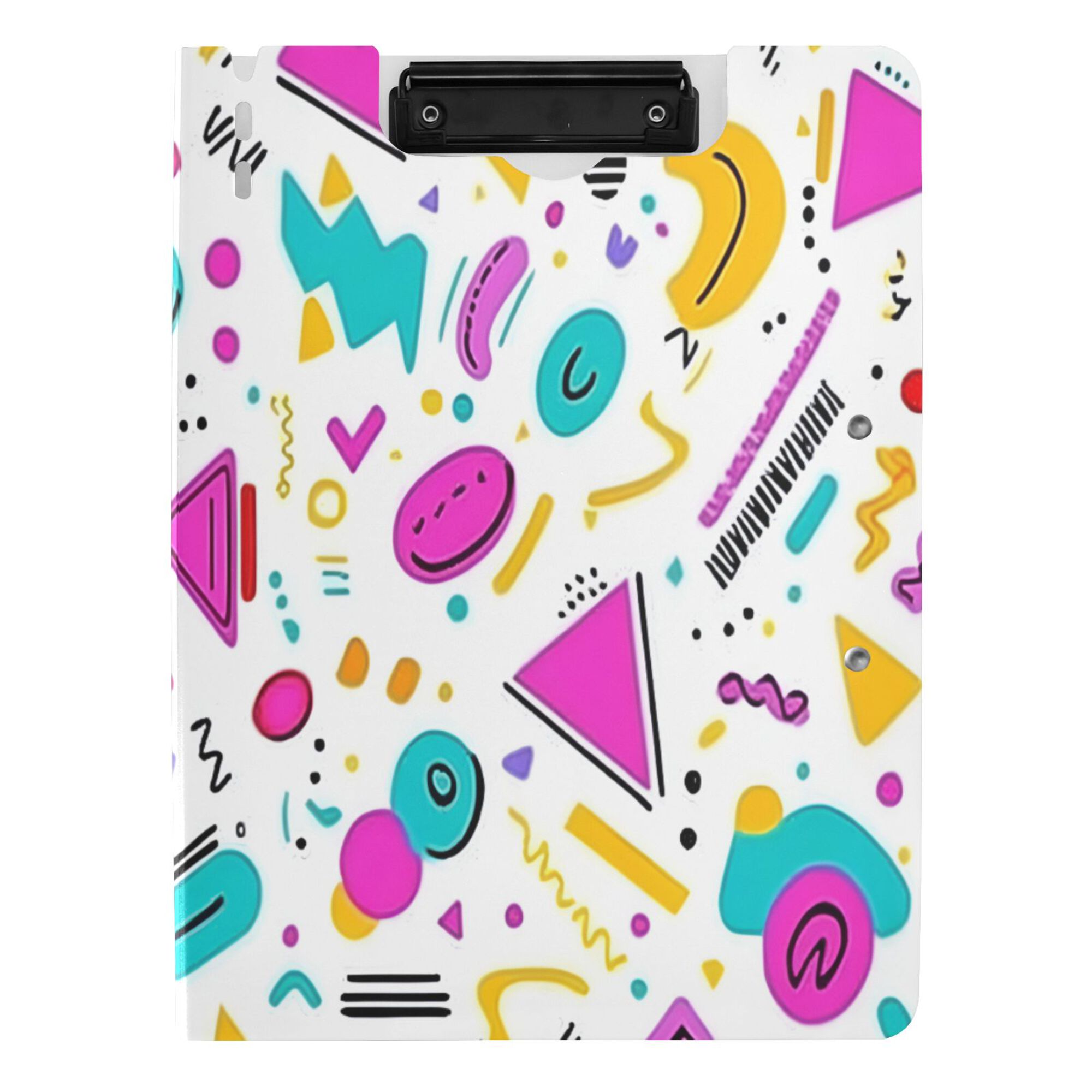 FORMRS A4 Clipboard Folder with Pen Holder Horizontal Foldable School Office Binder, Purple Abstract Shapes