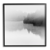 Stupell Foggy Lake Mysterious Reflection Landscape Photography Black Framed Art Print Wall Art