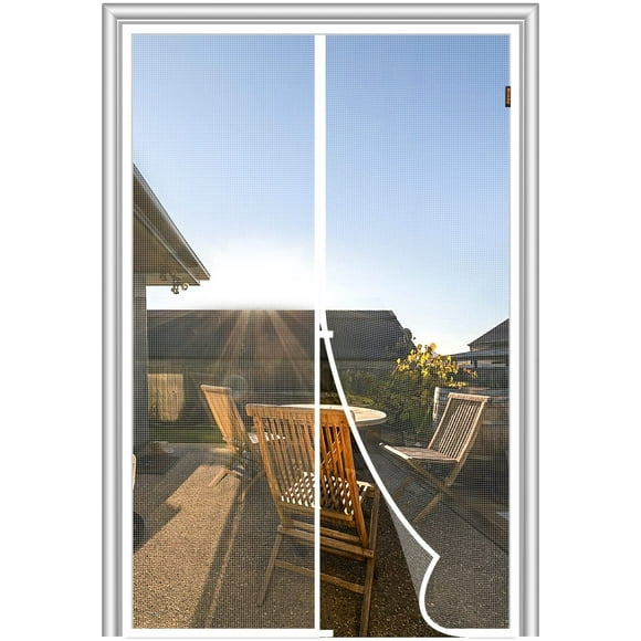 SURJDE Magnet Screen Door Fit Door Size 36 x 82, Magnetic Mesh with Heavy Duty Full Frame Hook&Loop for Patio Door -White