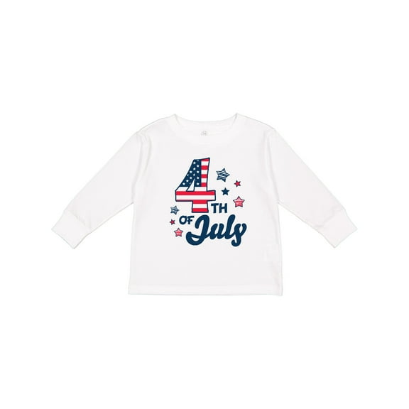 Inktastic 4th of July with Striped Stars Boys or Girls Long Sleeve Toddler T-Shirt