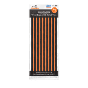 WAY TO CELEBRATE! Halloween Stripes Multi-color Cello Halloween Treat Party Bags, with Twist Ties 20 Count