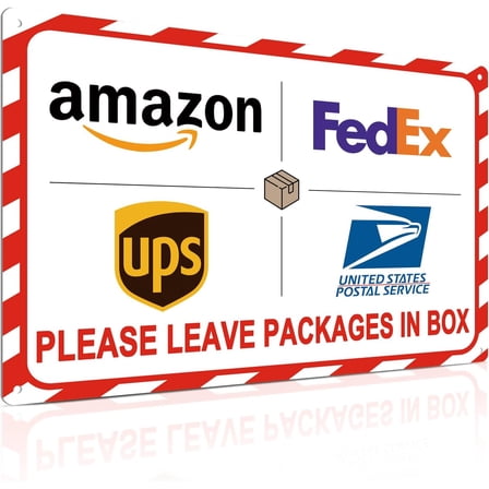 Outdoor Package Delivery Sign - 8"x12" Rust-Free Aluminum - Yard Sign for Clear Package Instructions FedEx Amazon Ups USPS Sign
