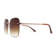 thumbnail image 3 of Womens Luxury Chain Jewel Trim Rimless Butterfly Diva Sunglasses Gold Brown, 3 of 4