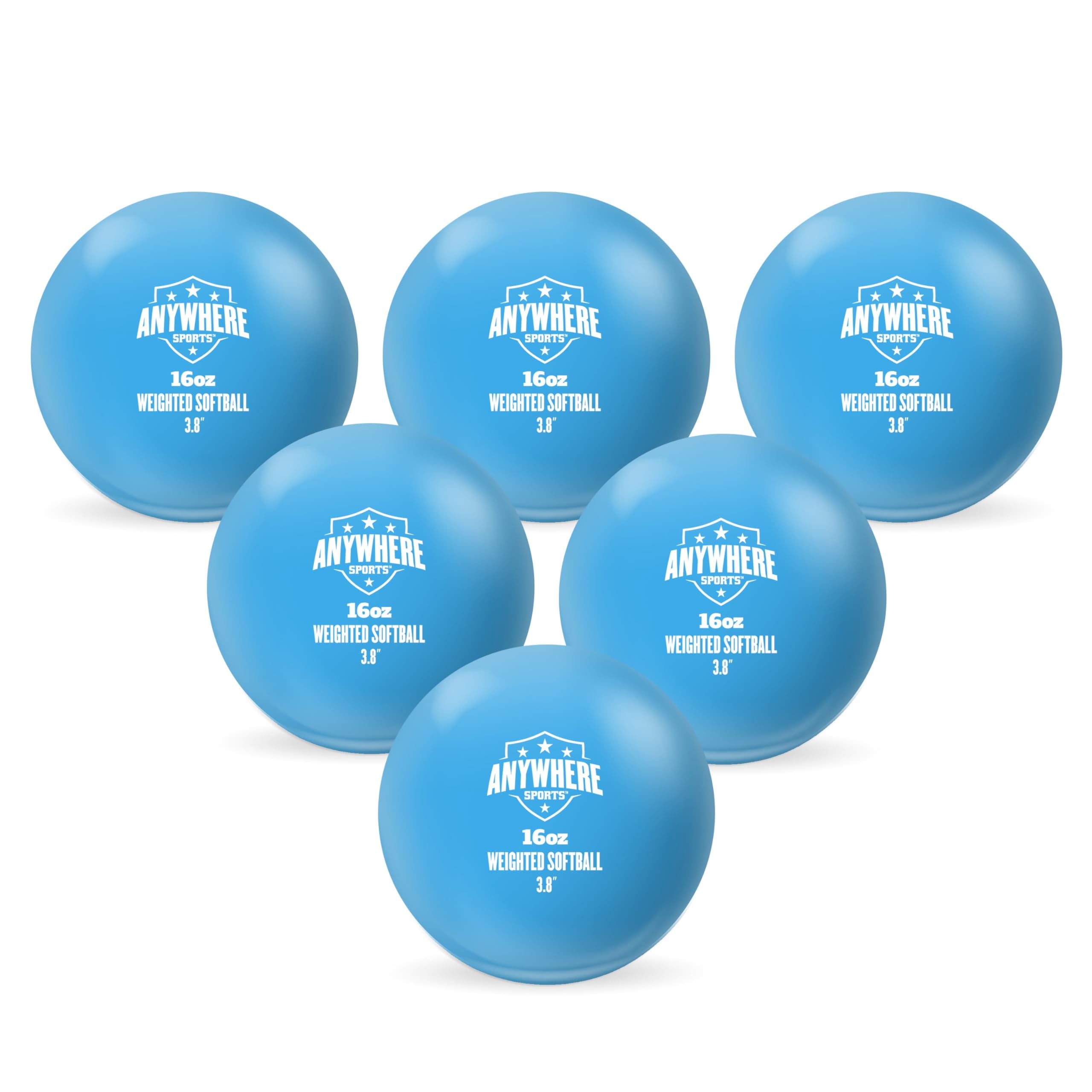 Anywhere Sports Weighted Softballs – 16 oz Training Balls, 3.8" Diameter, Set of 6 for All Skill Levels