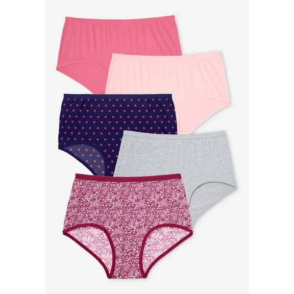 Comfort Choice Plus Size Full Coverage Stretch Cotton Brief 5-Pack