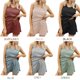 thumbnail image 5 of Trajes de 2 piezas para mujer, camiseta sin mangas, pantalones cortos, cintura elástica, pijama de b Abanopi borgoña/Grande, 5 of 6