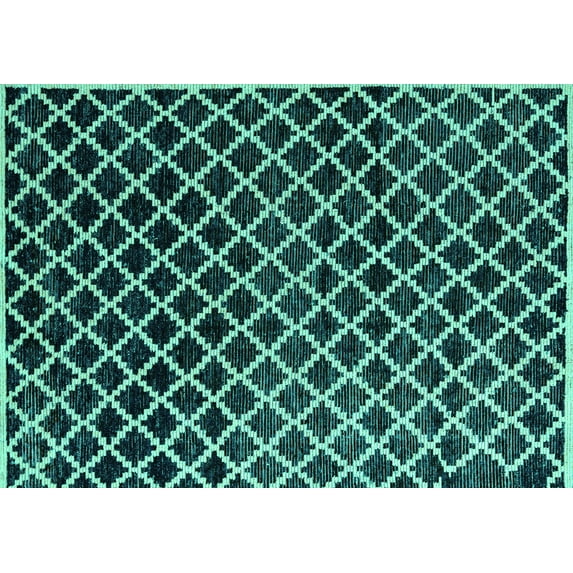 Ahgly Company Indoor Rectangle Abstract Turquoise Blue Modern Area Rugs, 5' x 8'