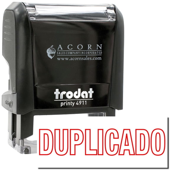 Self-Inking Duplicado Stamp, Trodat Printy 4911, Press and Print Stamping, Impression Size 5/8" x 1-1/2", Up to 10,000 Impressions - Red Ink