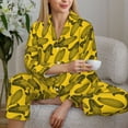 thumbnail image 6 of Pofeuu yellow Corn Print Womens Pajamas Set Long Sleeve Sleepwear Button Down Nightwear Soft Pj Lounge Sets Button Down Pajamas Women-X-Large, 6 of 7