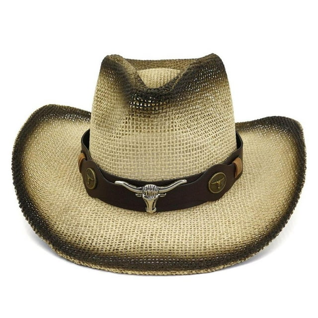 Sonducket Sombrero de paja transpirable para sombreros de vaquero de verano elegantes y cómodos gorras de ala ancha Sombreros Beige