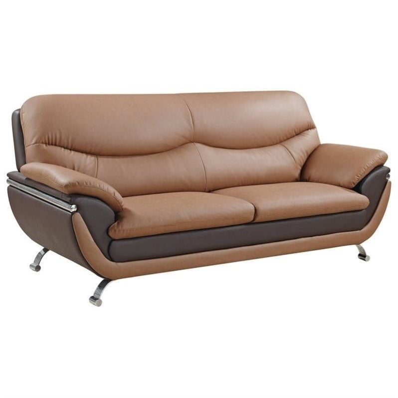 Light Brown Color Leather Sofa Baci Living Room