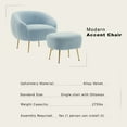 thumbnail image 3 of Modern Accent Chair with Ottoman Set, Comfy Lounge Chair with Footrest, Leisure Barrel Armchair with Golden Metal Legs for Living Room, Bedroom, Reading Room, Home Office, Blue, 3 of 6