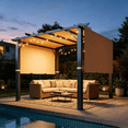 thumbnail image 2 of Clouddwell 10x10 ft Outdoor Pergola with Extended Canopy, Retractable Shade Pergola for Patio & Backyard, Blocks Low-Angle Sun, UV Protection, Khaki, 2 of 9