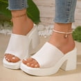 thumbnail image 4 of SACFOF Knit Heeled Sandals for Women, Comfortable Fashion Summer Sexy Open Toe Increase Height Slip On Beach Block Heel Slippers for Outdoor Indoor Party, 4 of 6
