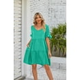 thumbnail image 2 of Anbech Women's Tiered Mini Dress V-Neck A-Line Ruffle Dress Pleated Flowy 2025 Dresses, 2 of 6