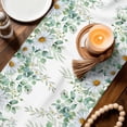 thumbnail image 3 of Green Eucalyptus Leaves Table Runner - 70 Inch Long Summer Botanical Daisy Floral Cotton and Linen Blended Dress Scarves Farmhouse Table Runner for Kitchen Dining, Coffee Table, 13" x 70", 3 of 8