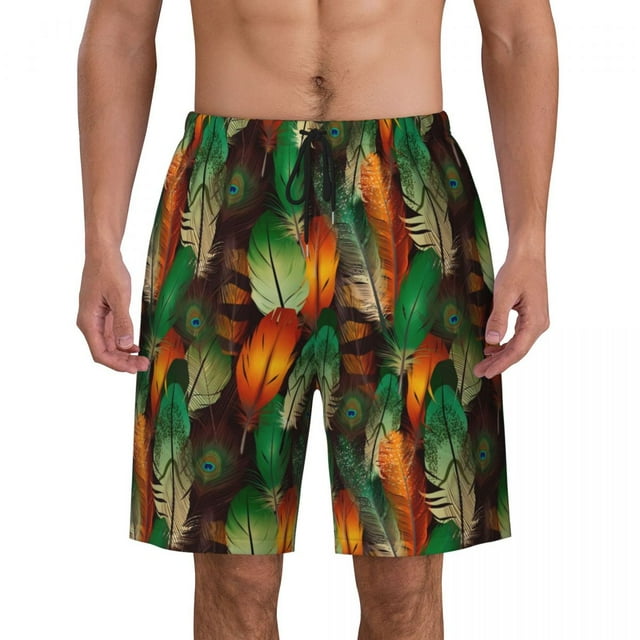 Colorful Feather Board Shorts Summer Purple Bule Running Beach Short Pants Man Quick Dry Classic Custom Oversize Beach Trunks