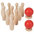 thumbnail image 1 of OULII 1 Set of Bowling Sets Wooden Assorted Color Travel Game Family Time, 1 of 8