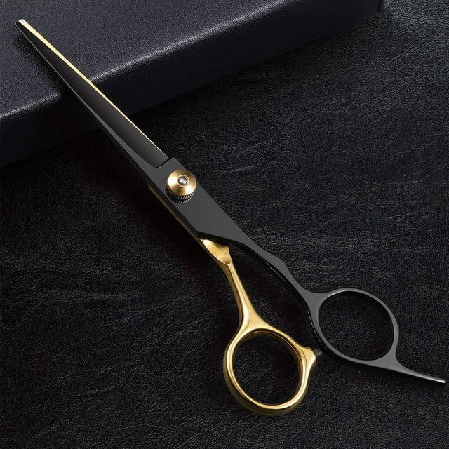 Tijeras para el cabello de 6 pulgadas, tijeras profesionales para cortar el cabello en oro negro, suministros de tijeras de peluquero de acero inoxidable, para salones