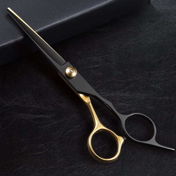 Tijeras para el cabello de 6 pulgadas, tijeras profesionales para cortar el cabello en oro negro, suministros de tijeras de peluquero de acero inoxidable, para salones