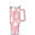 thumbnail image 2 of 40oz White Christmas Trees & Snowflake Stainless Steel Tumbler with Handle and Straw - Retro Winter Holiday Cup Gift for Women & Girls, 2 of 6