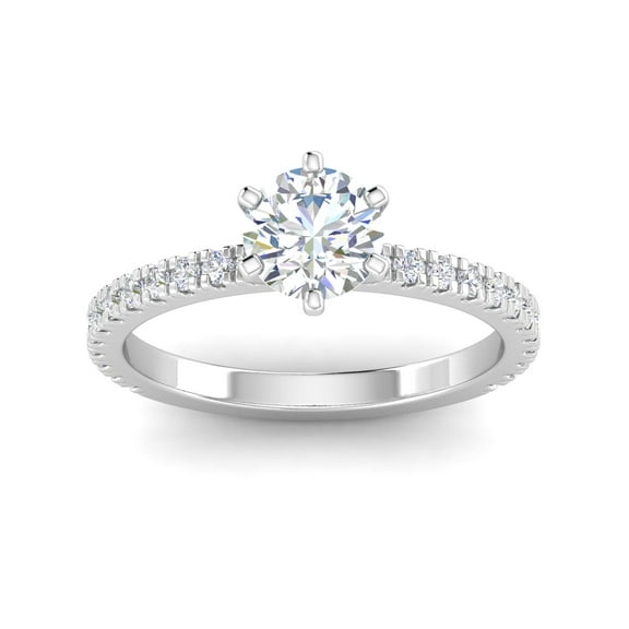 Certified 1.25 Carat TW Round Natural Diamond Engagement Rings in 14k White Gold